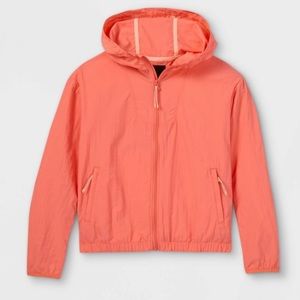 Girls Packable Windbreaker - All In Motion - Coral - Size XL